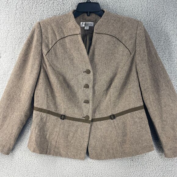 Vtg John Meyer Norwich Womens Blazer Jacket Tweed Herringbone 16W Brown Wool - Picture 9 of 12